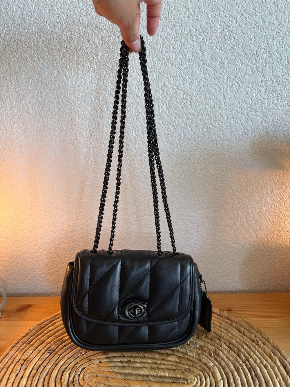 Coach Black Quilted Crossbody with Chain Top Handle - Picture 4 of 8